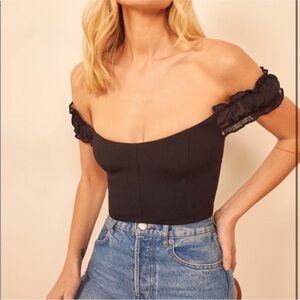 new reformation granada black off the shoulder top!